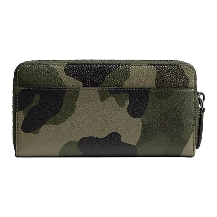 COACH Accordion Wallet Leather Wallet Small Size Unisex Green Camouflage-1