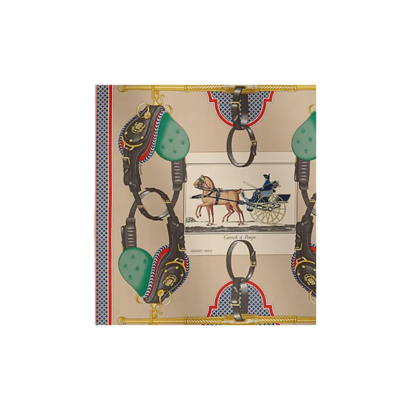 HERMES Mulberry Silk Scarves Women's Gray Yellow/Blue-1