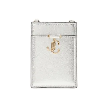 Jimmy Choo Nappa Leather Card Holder Women's Silver