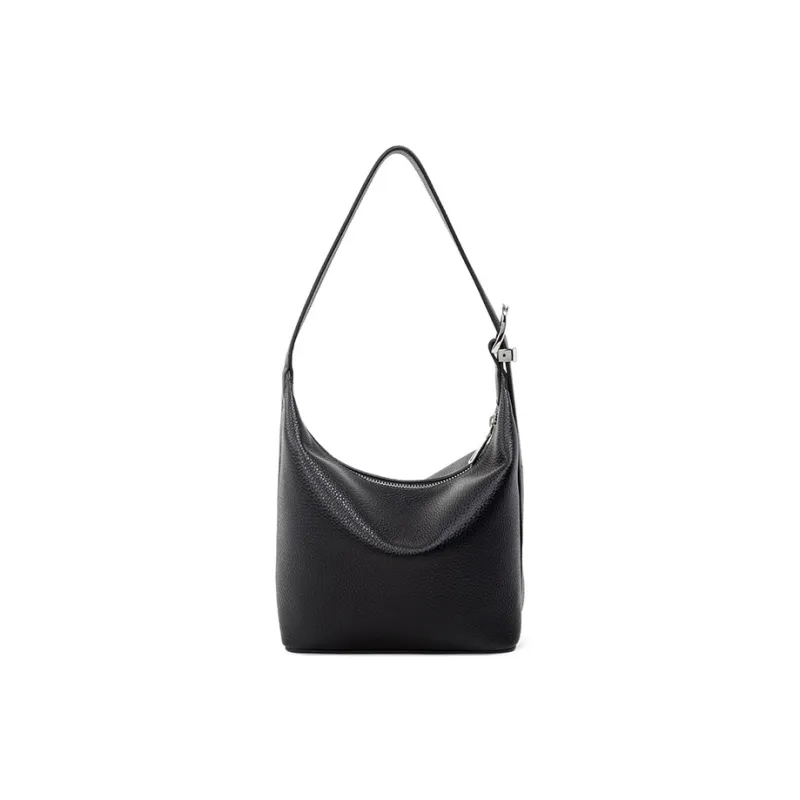 Teenmix Cow Leather Shoulder Bag Trumpets Women's Black/Elephant Gray-3