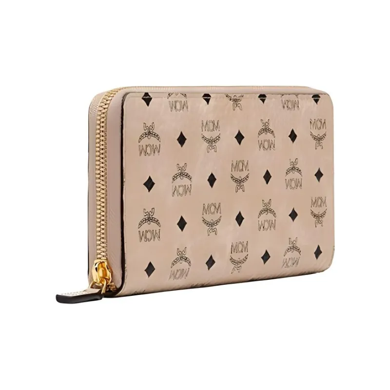 MCM Zip Around Wallet Visetos Large Beige-1