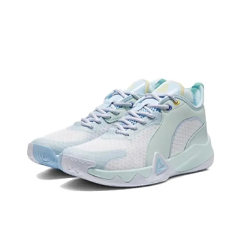 PEAK Cushioning Anti Slip And Wear Resistant Low Top Basketball Shoes Men's White Green-1