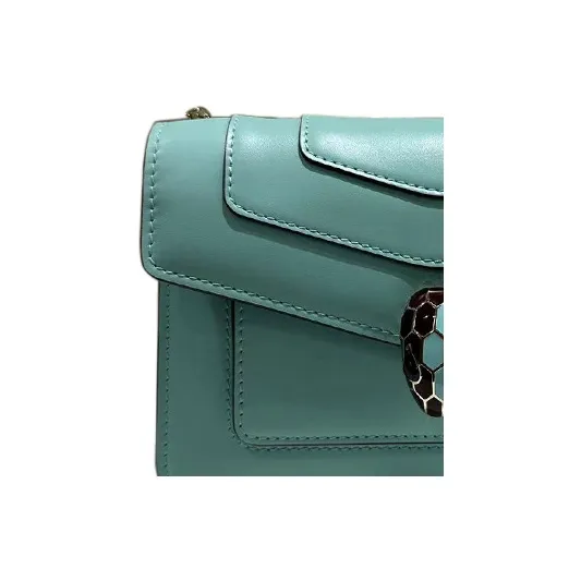 BVLGARI Serpenti Forever Cow Leather Shoulder Bag Crossbody Bag Women's Green-2
