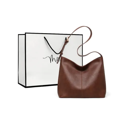 MILLIE'S Cow Leather With Synthetic Leather Underarm Shoulder Bag, Crossbody Bag Regular Women's Dark Brown