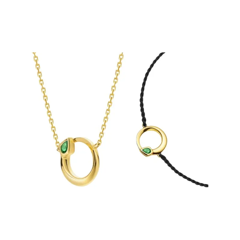 YIN 18K Gold, Tsavorite Gemstone Necklaces Unisex Gold-1