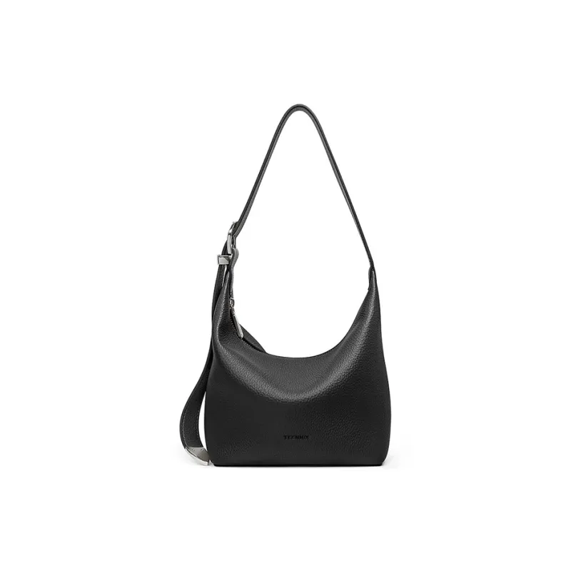 Teenmix Cow Leather Shoulder Bag Trumpets Women's Black/Elephant Gray-0