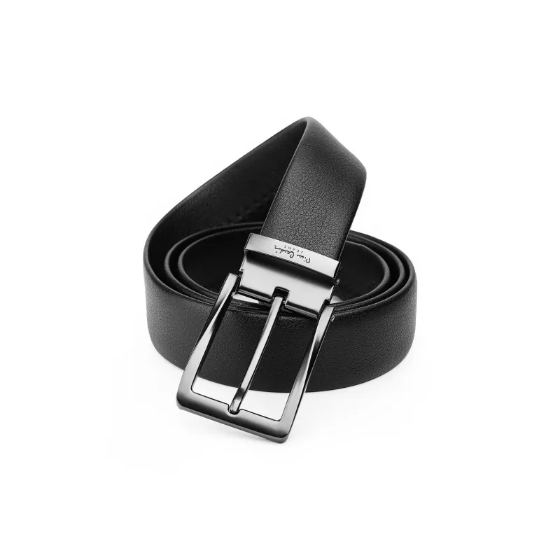 PIERRE CARDIN Top Grain Cow Leather Belts Men's Black 3.4cm-1