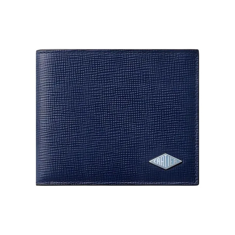 CARTIER Cow Leather Wallet Unisex Blue-0