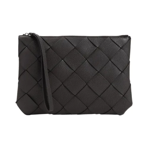 Bottega Veneta Calfskin Clutch Large Size Men's Dark Brown