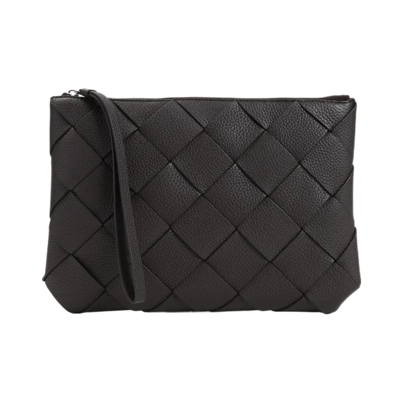 Bottega Veneta Calfskin Clutch Tubas Men's Dark Brown-0