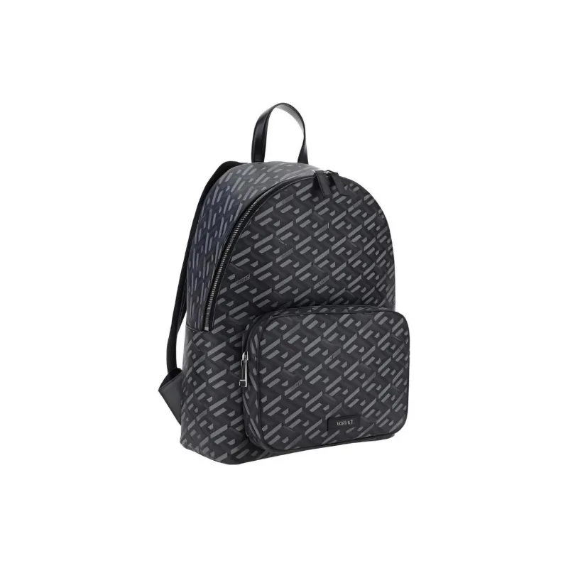 VERSACE Coated Canvas With Calfskin Backpack Regular Men's Black/Gray-1