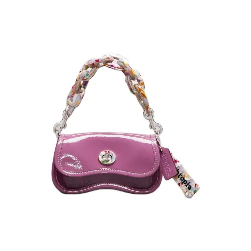 Coachtopia Wavy Dinky Patent Leather Bonded Leather Shoulder Bag Crossbody Bag Handbags Mini Women's Berry Purple