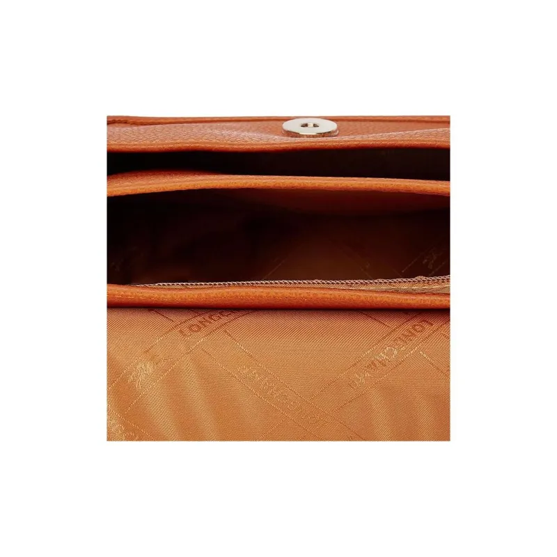 LONGCHAMP Pebbled Cow Leather Wallets Shoulder Bag Crossbody Bag Small Size Women's Orange-3