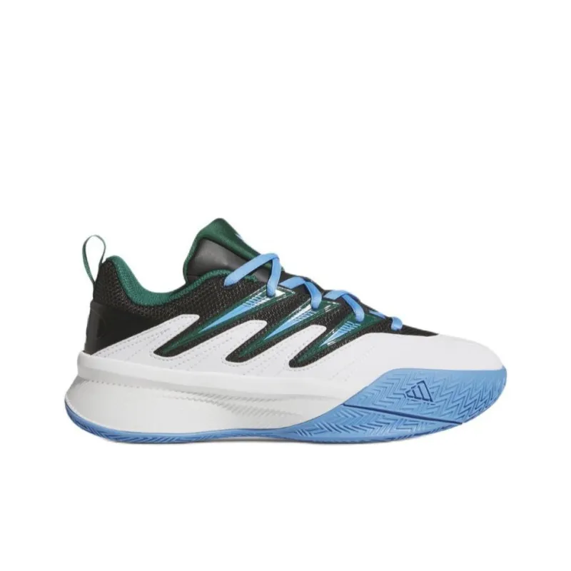 Adidas Dame Certified 3 Anti Slip Wear Resistant Low Top Children's Basketball Shoes White/Green/Blue Teenagers-1
