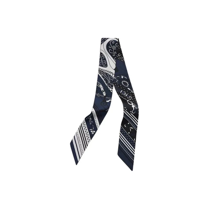 HERMES Mulberry Silk Silk Scarves Women's Marine Blue-0