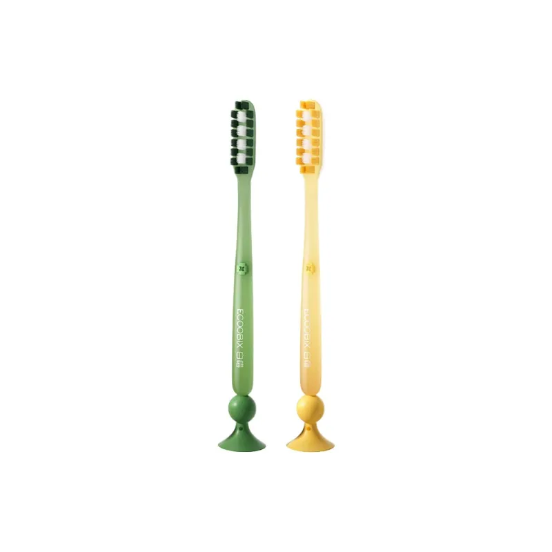 Ecoobix Long Cut Toothbrushes Soft Slip Resistant Handle With Bottom Suction Cup-3