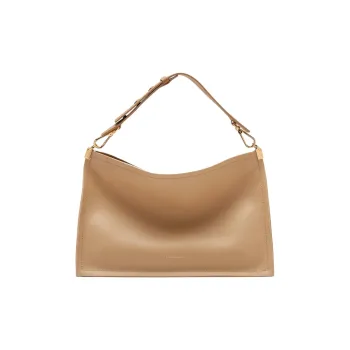 COCCINELLE Cow Leather Portable Crossbody Bag Shoulder Bag Large Size Women's Fresh Beige & Peach