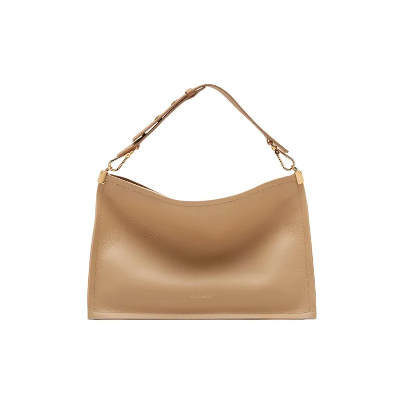 COCCINELLE Cow Leather Portable Crossbody Bag Shoulder Bag Large Size Women's Fresh Beige & Peach-0
