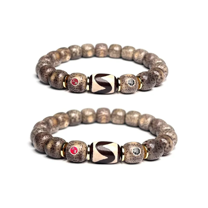 MOUNTAINS AND MANS Star Moon Bodhi Seeds New Chinese Style Good Luck Beaded Bracelet Unisex-7