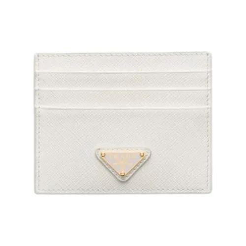 PRADA Saffiano Leather Card Holder Women's White