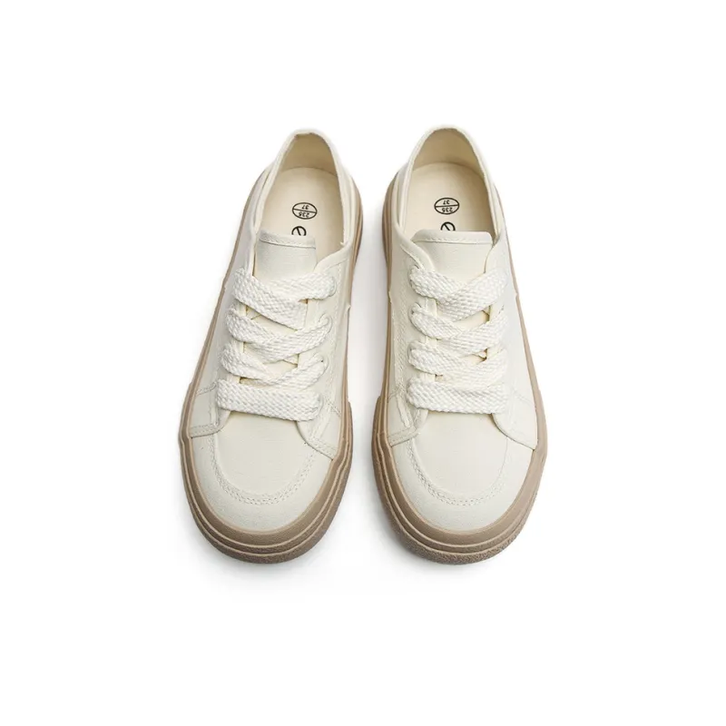 Than Than Me Slip Resistant Low Top Skateboard Shoes Women's Beige Khaki-1