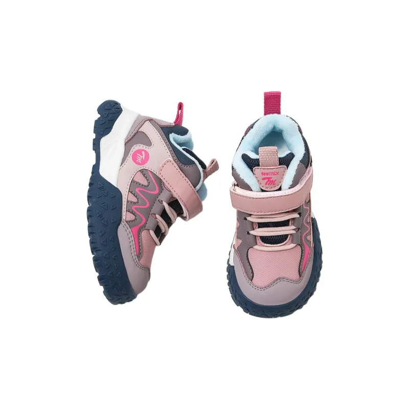 Teenmix Slip Resistant Anti Kick Abrasion Resistant Low Top Kids Lifestyle Shoes Gray Pink Kids'-3