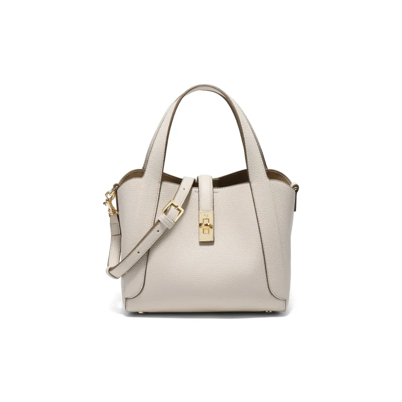BELLE Artificial Leather Basket Shoulder Bag, Crossbody Bag, Handbag Women's Gray/White-6