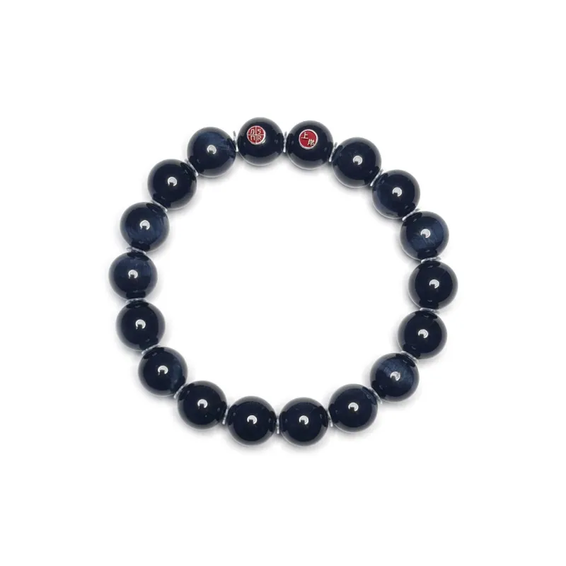 MOUNTAINS AND MANS Tiger's Eye Stone New Chinese Style Good Luck Beaded Bracelet Unisex-5