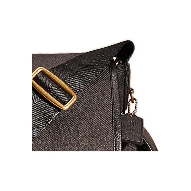 COACH Nylon With Pebbled Leather Messenger Bag, Shoulder Bag, Crossbody Bag Tubas Men's Black-3