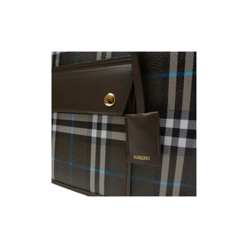 Burberry Freya Polyurethane Tote Bag, Shopping Bag, Shoulder Bag, Crossbody Bag, Handbag Medium Size Women's Brown-3