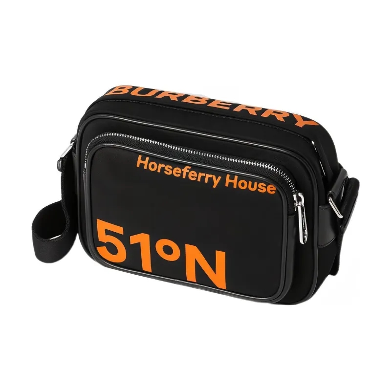 Burberry Leather Shoulder Bag Crossbody Bag Men's Black/Orange-2