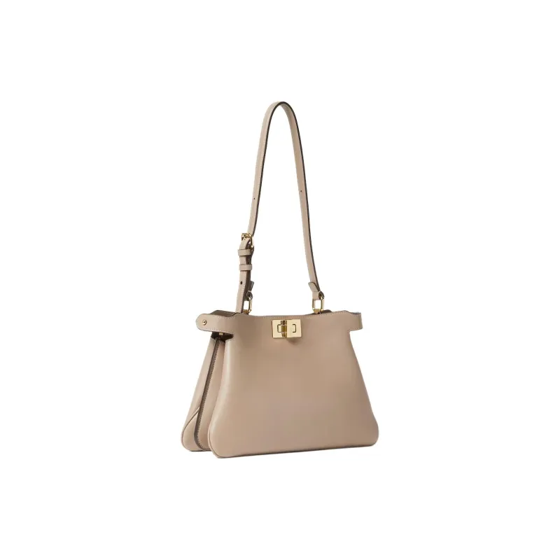 FENDI Peekaboo Cow Leather Shoulder Bag Small Size Women's Gray-2