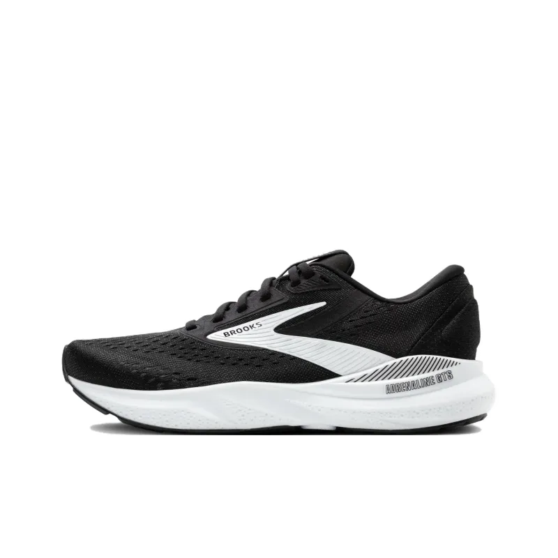 Brooks Adrenaline GTS Slip Resistant And Breathable Low Top Running Shoes Women's Black White-0