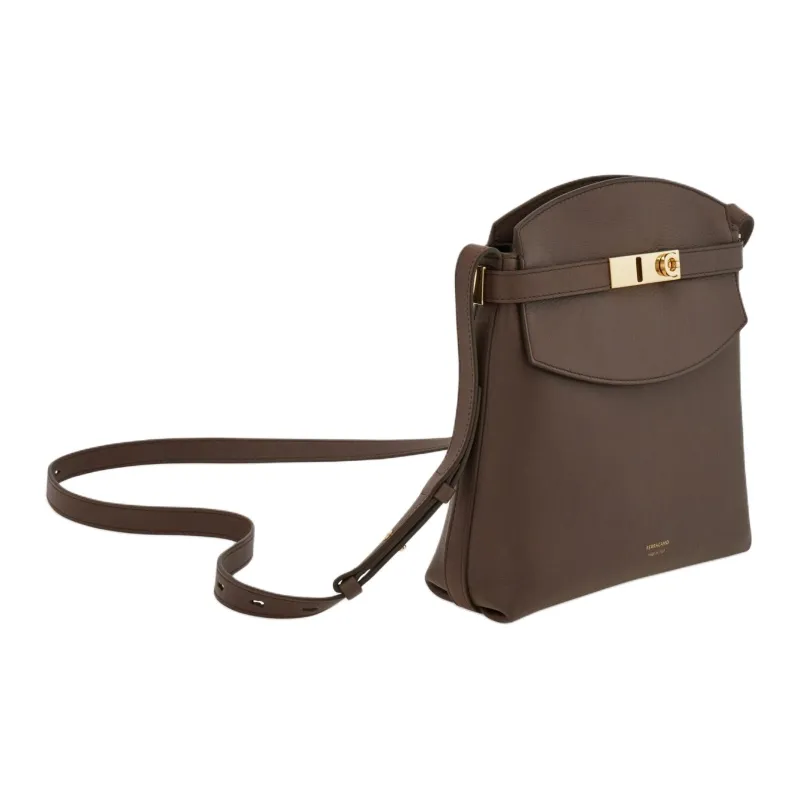 FERRAGAMO Hug Calfskin Messenger Bag Shoulder Bag Women's Clay-1
