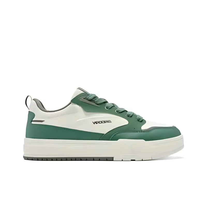 QIAODAN Dry Anti Slip And Wear Resistant Lightweight Low Top Skateboard Shoes Men's White Green-1