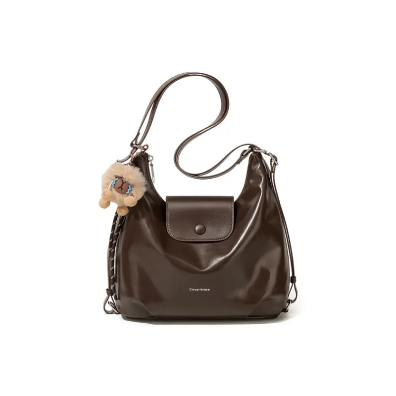 CinvaiKrose Synthetic Leather Shoulder Bag, Handbag, Tote Bag, Backpack Medium Size Women's Black/Coffee/Ecru-8