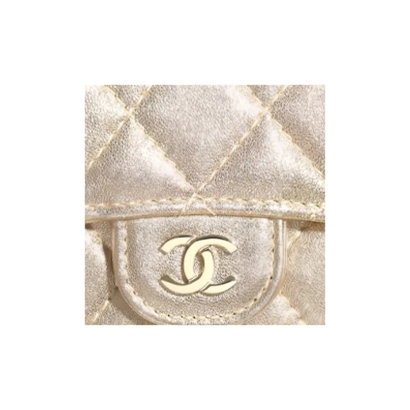CHANEL Classic Flap CF Lambskin Flap Card Holder, Coin Purse Women's Champagne Gold-4