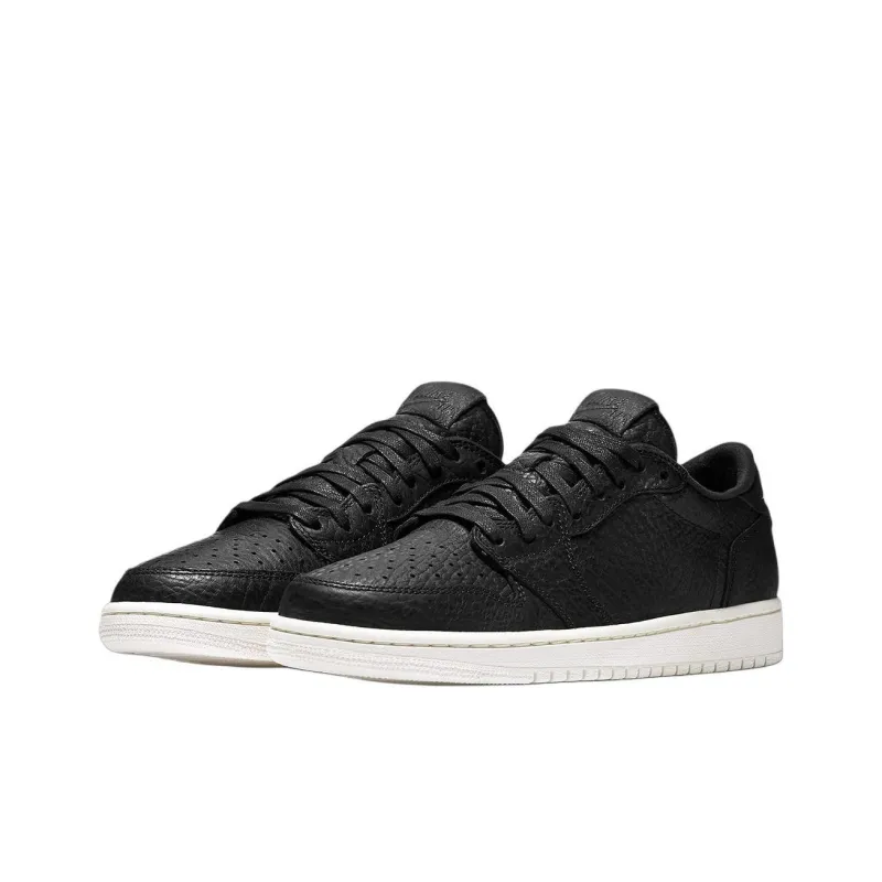Jordan Air Jordan 1 Anti-Slip Wear-Resistant Low-Top Vintage Basketball Shoes Men's Black 2025 Edition-2