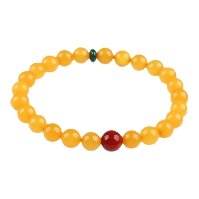 Oushuo Jewelry Wealth Flower Oil Yellow Beeswax Amber Fine Jade Bracelet For Collectors Birthday Gift Set Unisex-7