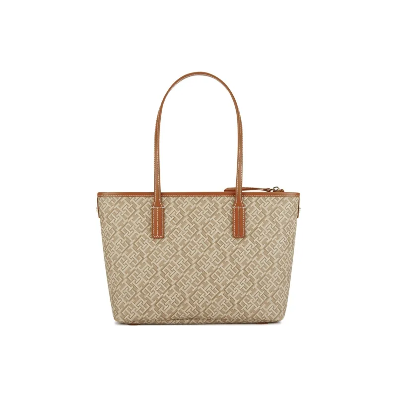 Tommy Hilfiger Artificial Leather Tote Bag, Shopping Bag, Shoulder Bag Tubas Women's Light Gray Blue Print/Khaki Print-8