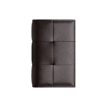 Bottega Veneta Leather Card Holder Men's Dark Chocolate