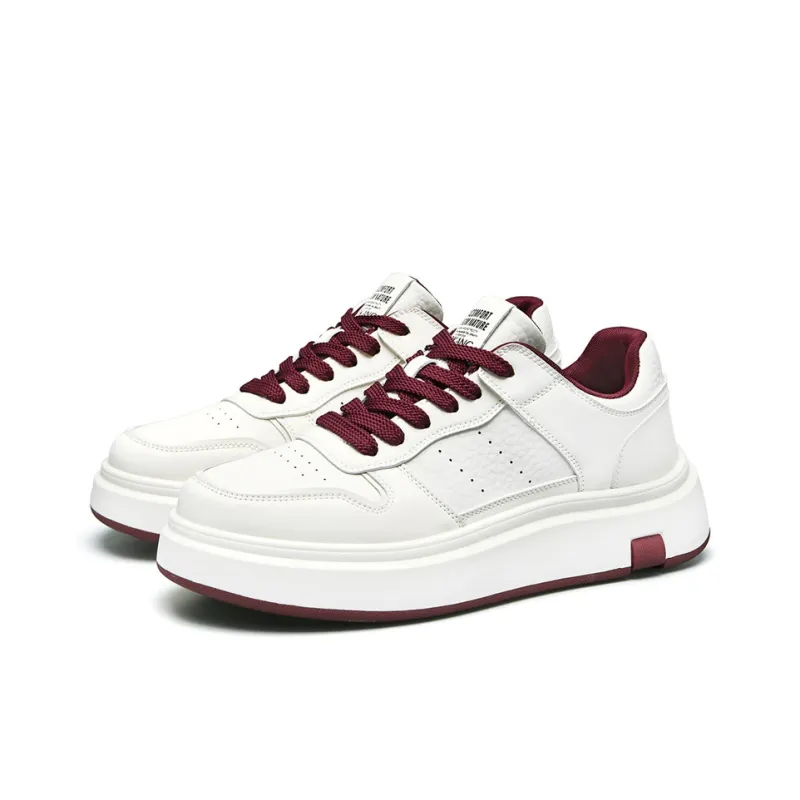 AOKANG Air Force One Series Skateboard Shoes Men Low Top White Red, White Brown-2
