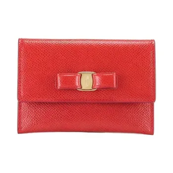 FERRAGAMO Vara Leather Wallet Women's Red