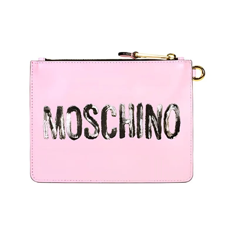 MOSCHINO Cow Leather Clutch Women's Pink-3
