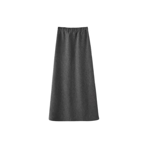 Late White Casual Long Skirts Women's Gray