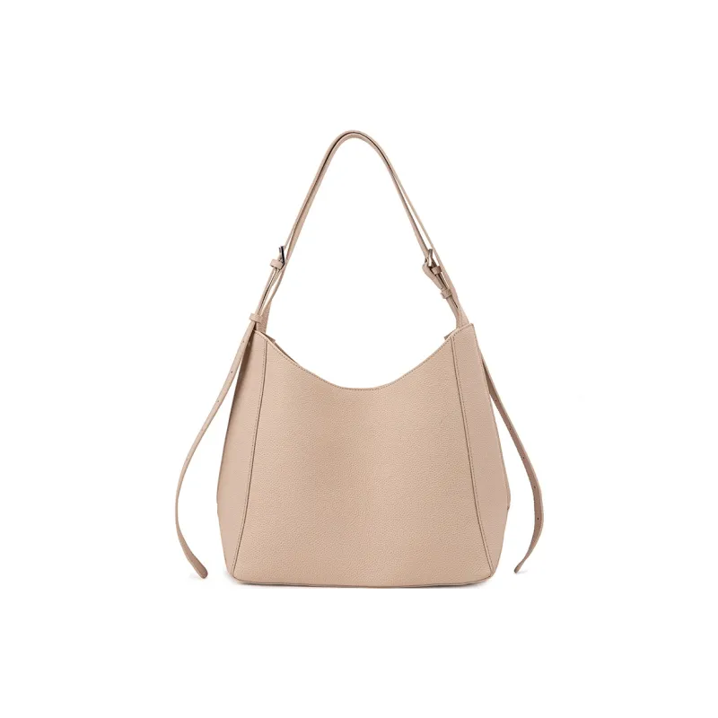 VENOF Top Grain Cow Leather Tote Bag, Shopping Bag, Shoulder Bag Women's Elephant Gray/Faux White-8
