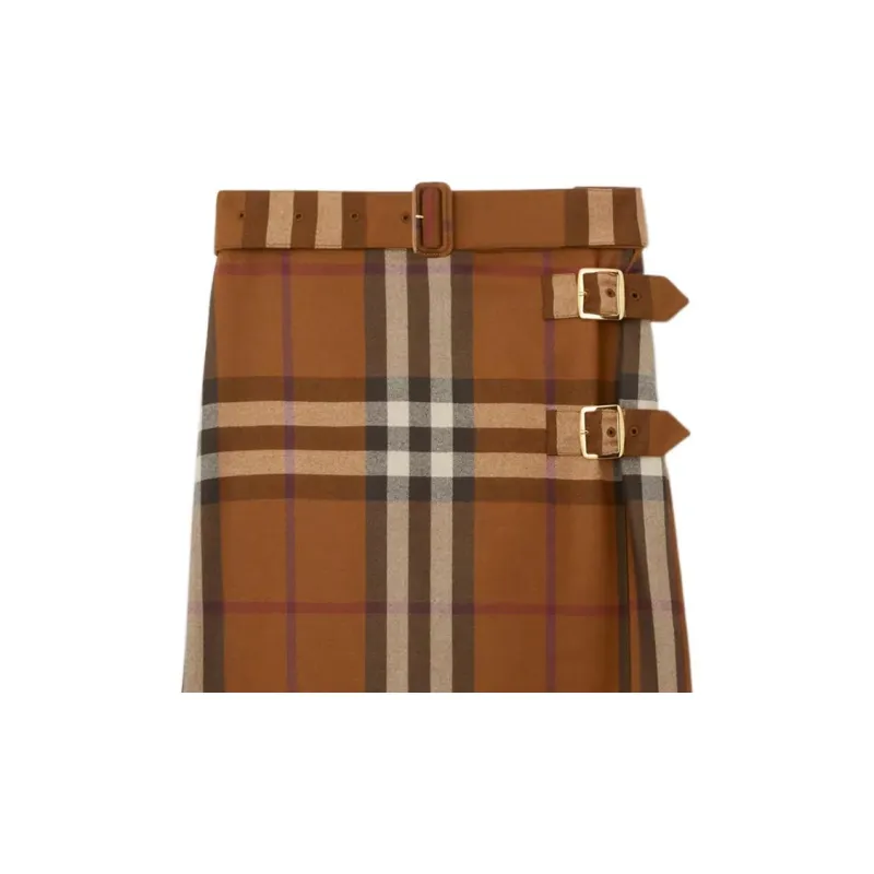 Burberry FW22 Casual Long Skirt Women's Brown-3