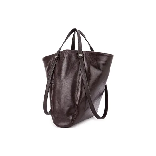 VENOF Cow Leather Bucket Bags Handbags Medium Size Women's Vegetable Tanned Brown/Vegetable Tanned Black