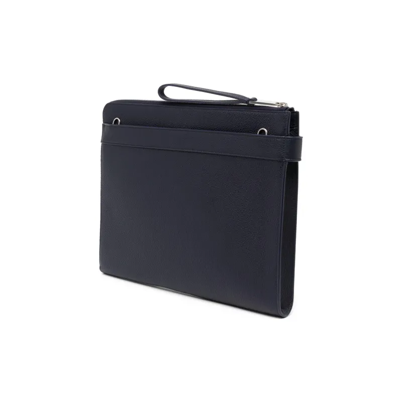 FERRAGAMO Calfskin Laptop Bag Men's Navy-1