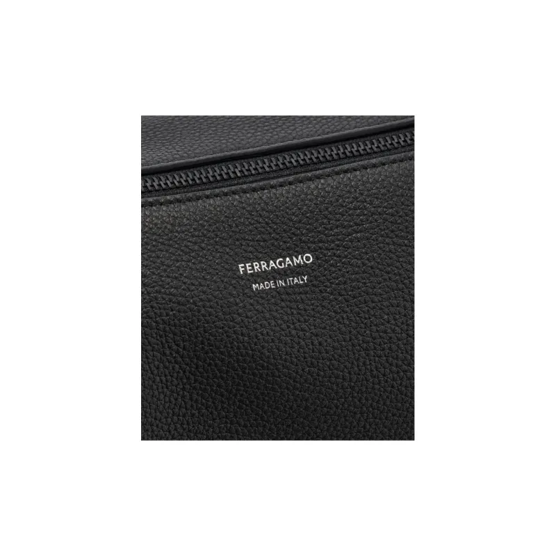 FERRAGAMO Calfskin Shoulder Bag Men's Black-3